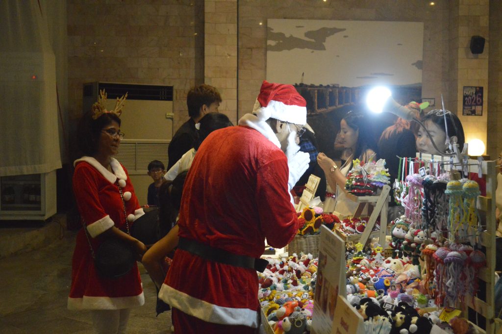 Christmas market with festive decorations