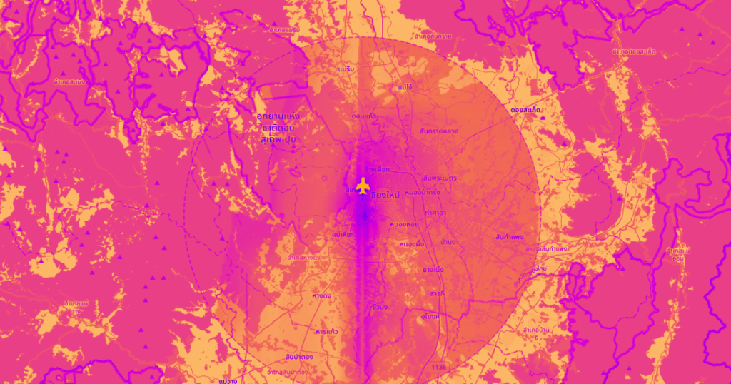 flight noise map in CNX
